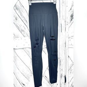 ALO YOGA Black High Waist Ripped Warrior Leggings Small